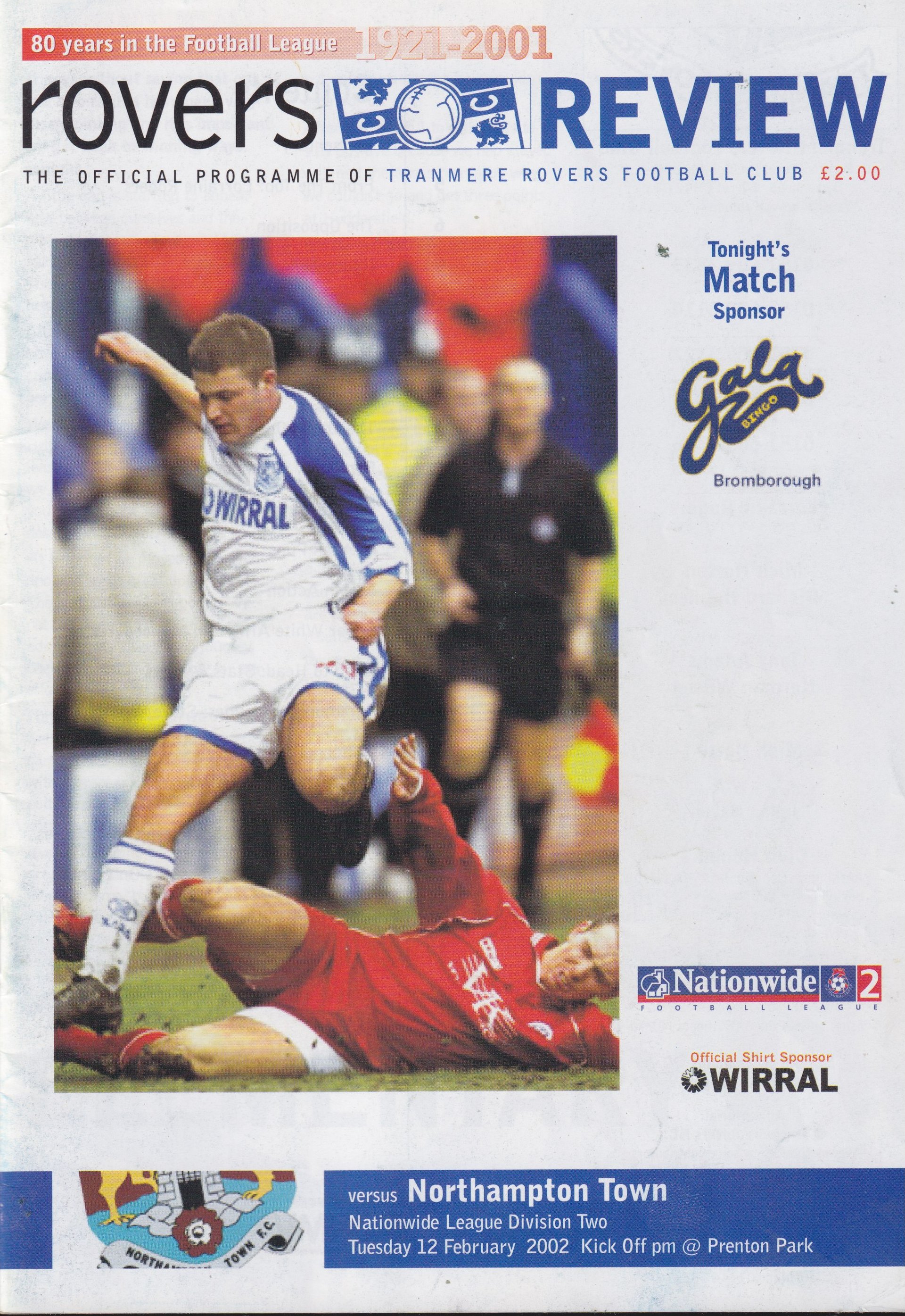 Tranmere Rovers v Northampton Town match programme